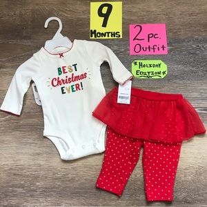 🎄NWT Carter’s Girls 9 Month 2pc Christmas Outfit